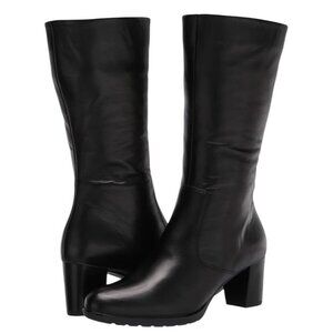 Ara Ohara High Soft Knee-High Comfort Calf Leather Boots Black 9.5 Zip Side